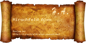Hirschfeld Alex névjegykártya